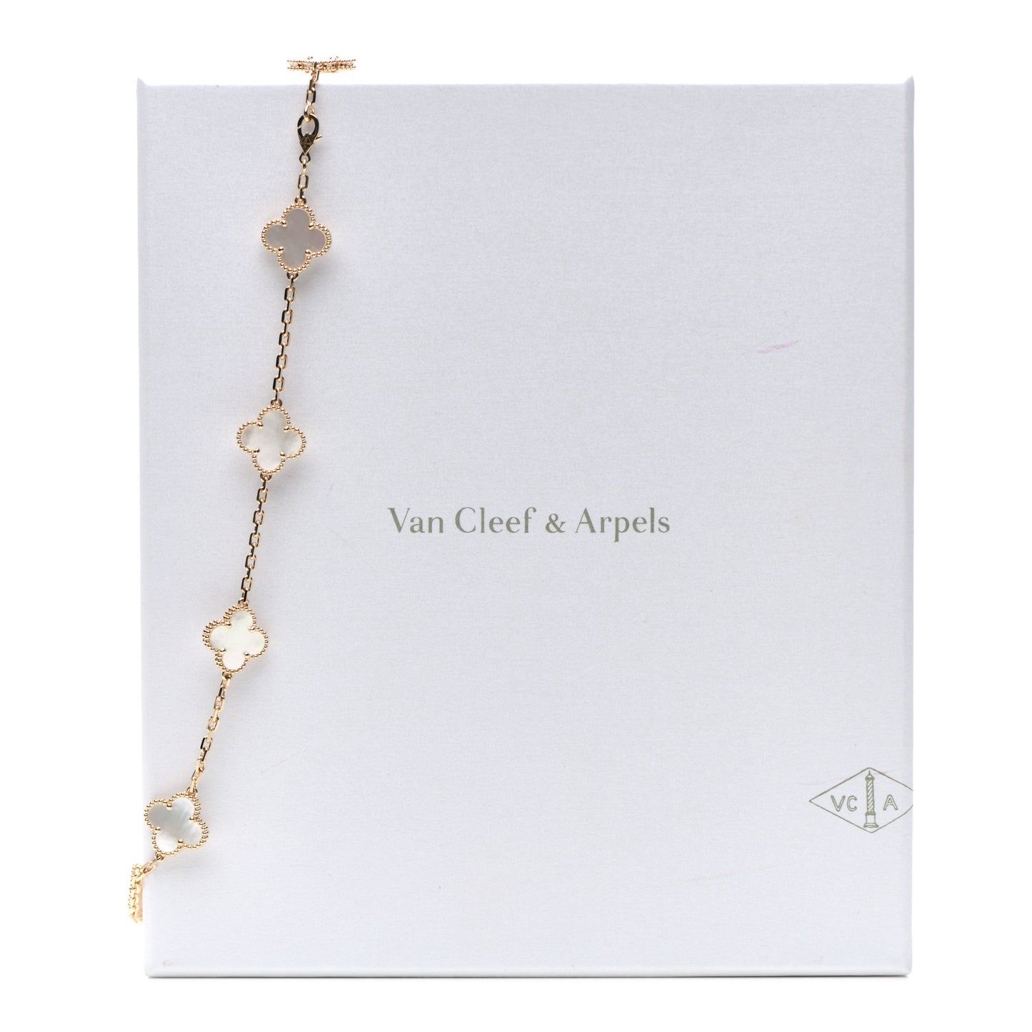 18K Yellow Gold Mother of Pearl 10 Motifs Vintage Alhambra Necklace