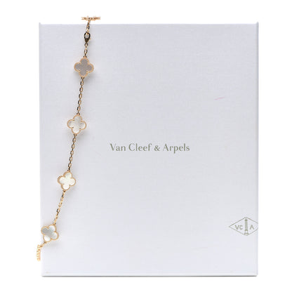 Van Cleef & Arpels 18K Yellow Gold Mother of Pearl 10 Motifs Vintage Alhambra Necklace 8 of 8
