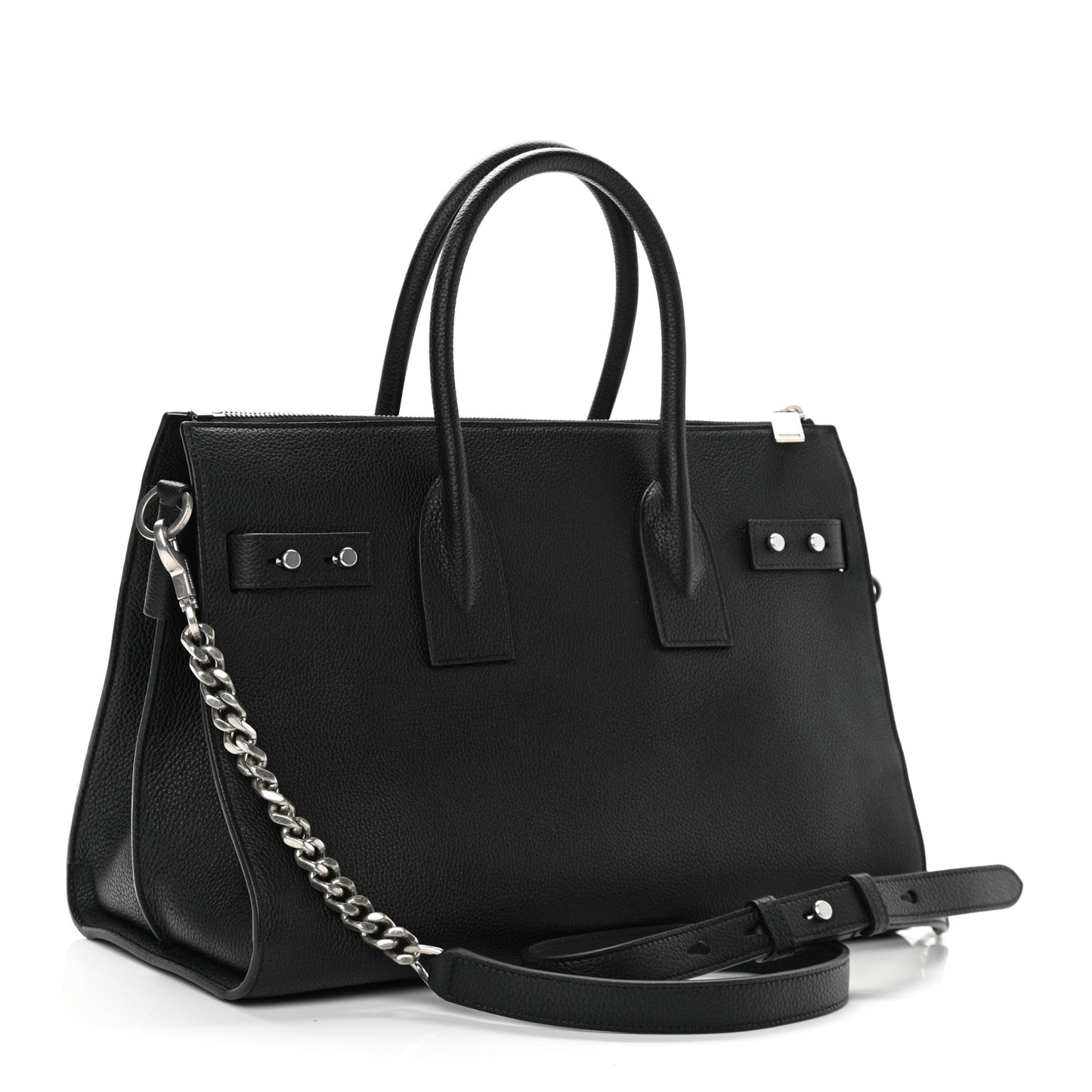 Grained Calfskin Small Supple Sac De Jour Duffle Black