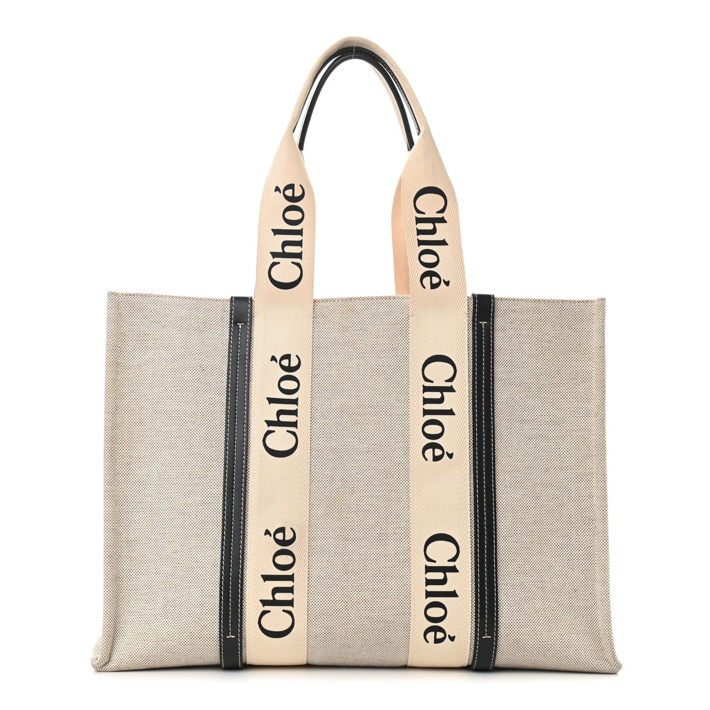 Cotton Calfskin Large Woody Ribbon Tote White Blue