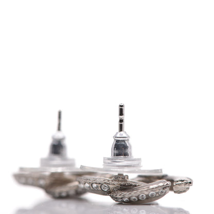 Chanel Enamel Crystal CC Earrings Silver 3 of 5