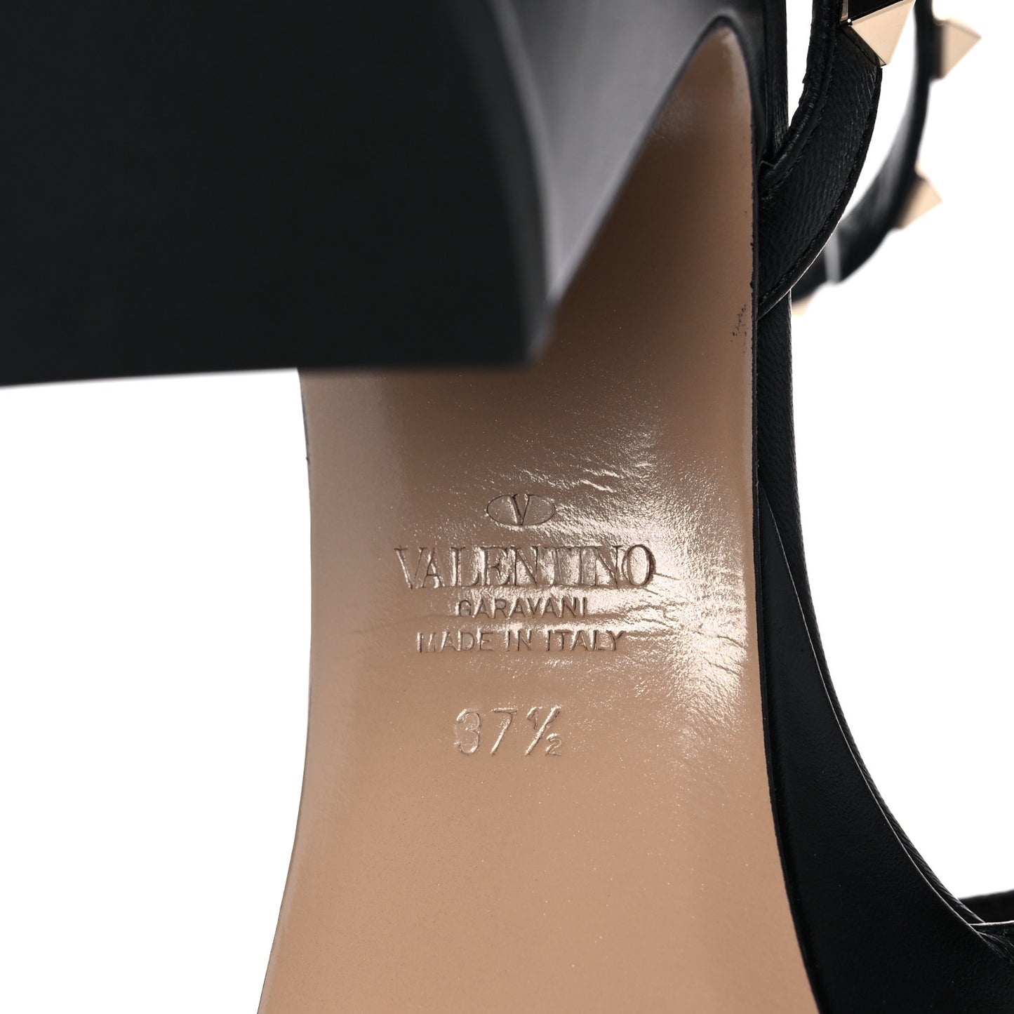 Calfskin Rockstud 35/75mm Platform Sandals 37.5 Black