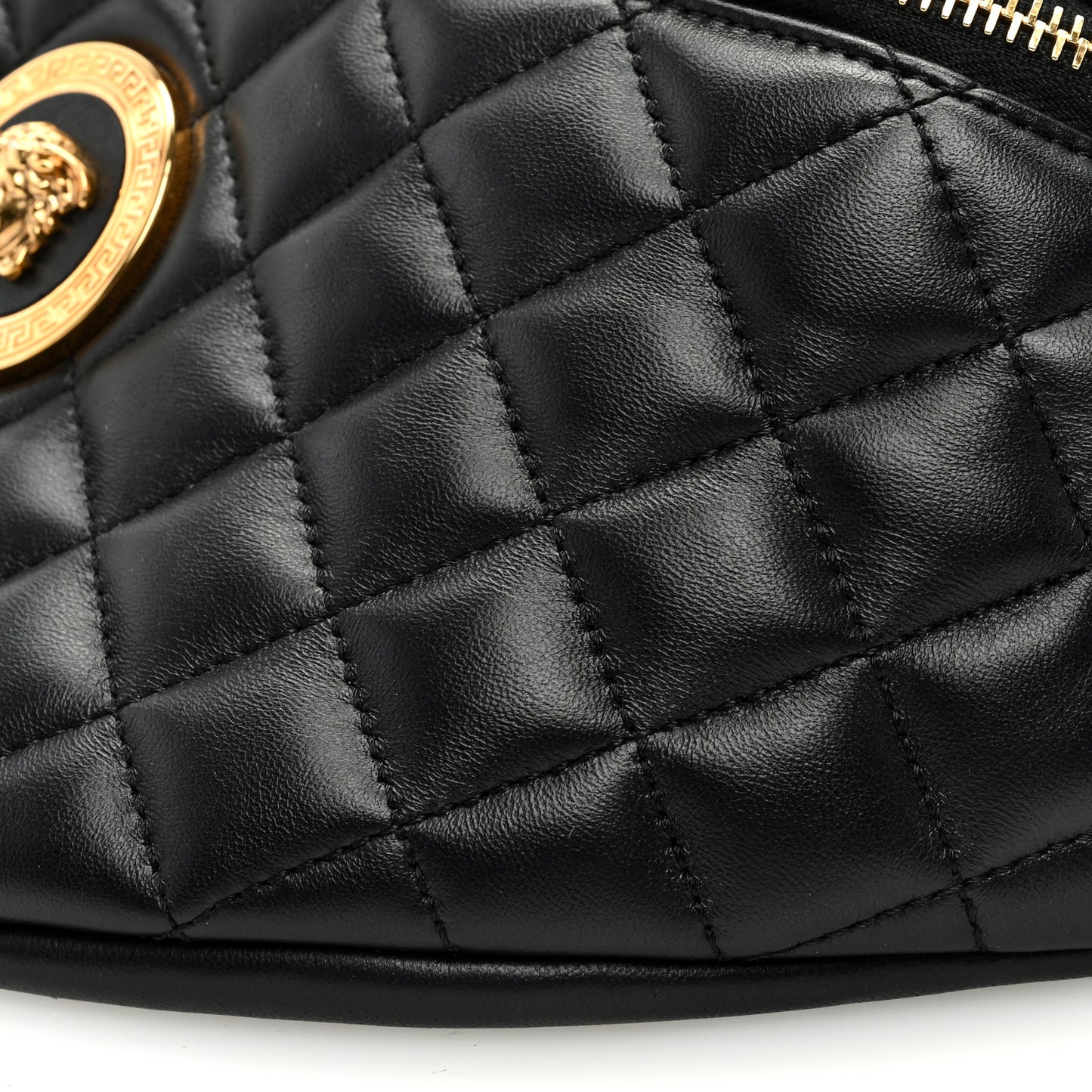 Nappa Quilted Medusa Belt Bag Black