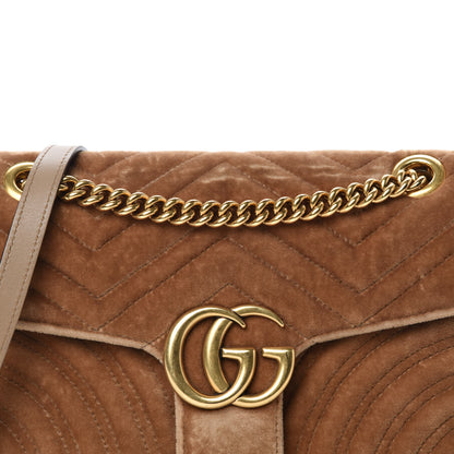 Gucci Velvet Matelasse Small GG Marmont Shoulder Bag Taupe 14 of 14