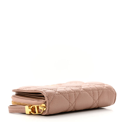 Christian Dior Grained Calfskin Supple Cannage Caro Scarlet Zipped Wallet Rose Des Vents 4 of 7