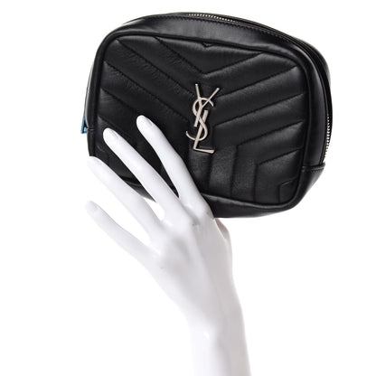 Saint Laurent Lambskin Y Quilted Monogram Loulou Cosmetic Case Black 2 of 8