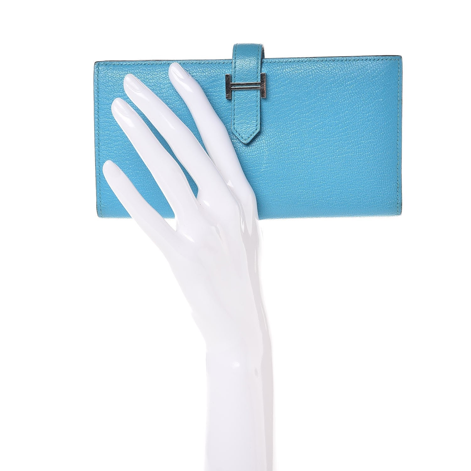 Hermes Chevre Mysore Bearn Gusset Wallet Bleu Azteque 2 of 10