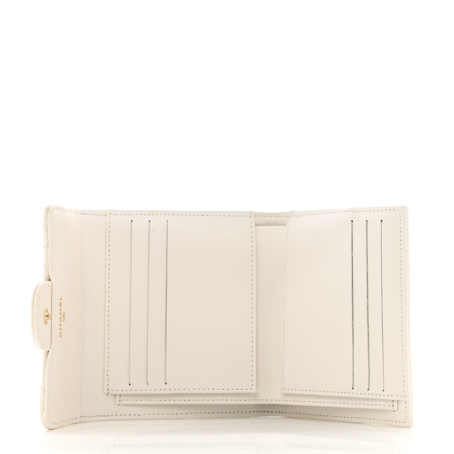 Chanel Caviar Quilted Compact Flap Wallet White 5 of 11
