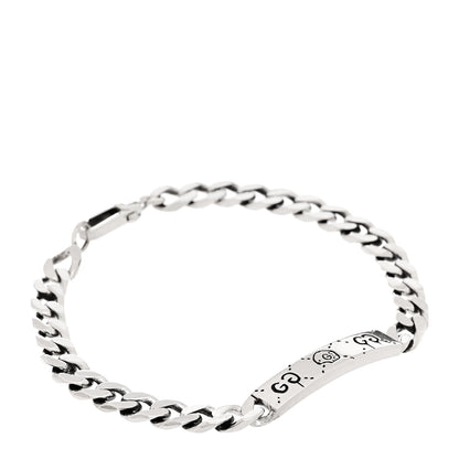 Gucci Sterling Silver GucciGhost Hamlet Skull ID Chain Bracelet 1 of 4