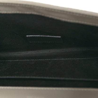 Saint Laurent Grain De Poudre Matelasse Chevron Monogram Envelope Clutch Crema Soft 5 of 10