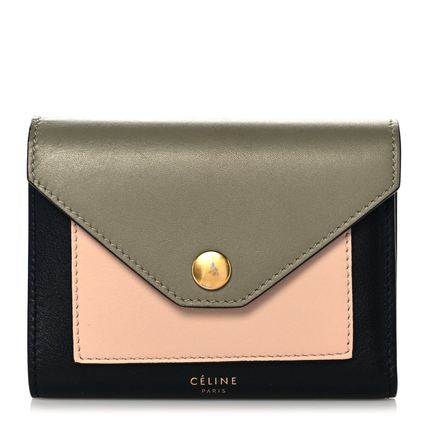 Smooth Calfskin Pocket Card Holder Army Green