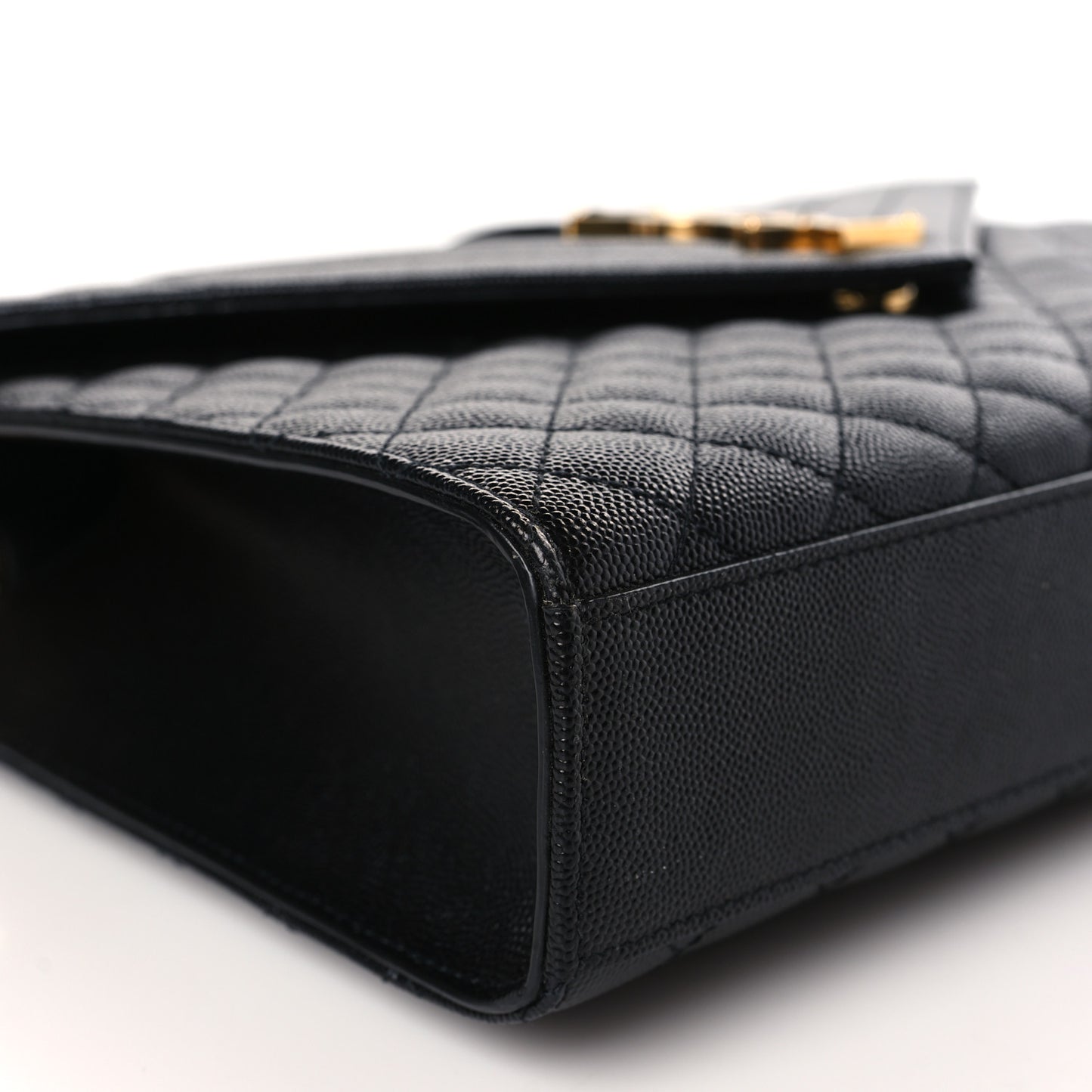 Grain De Poudre Textured Mixed Matelasse Large Triquilt Monogram Satchel Black