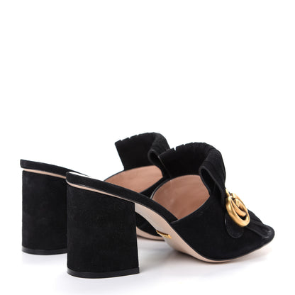 Gucci Kid Scamosciato GG Marmont Fringe 75mm Slide Sandals 38 Black 4 of 10