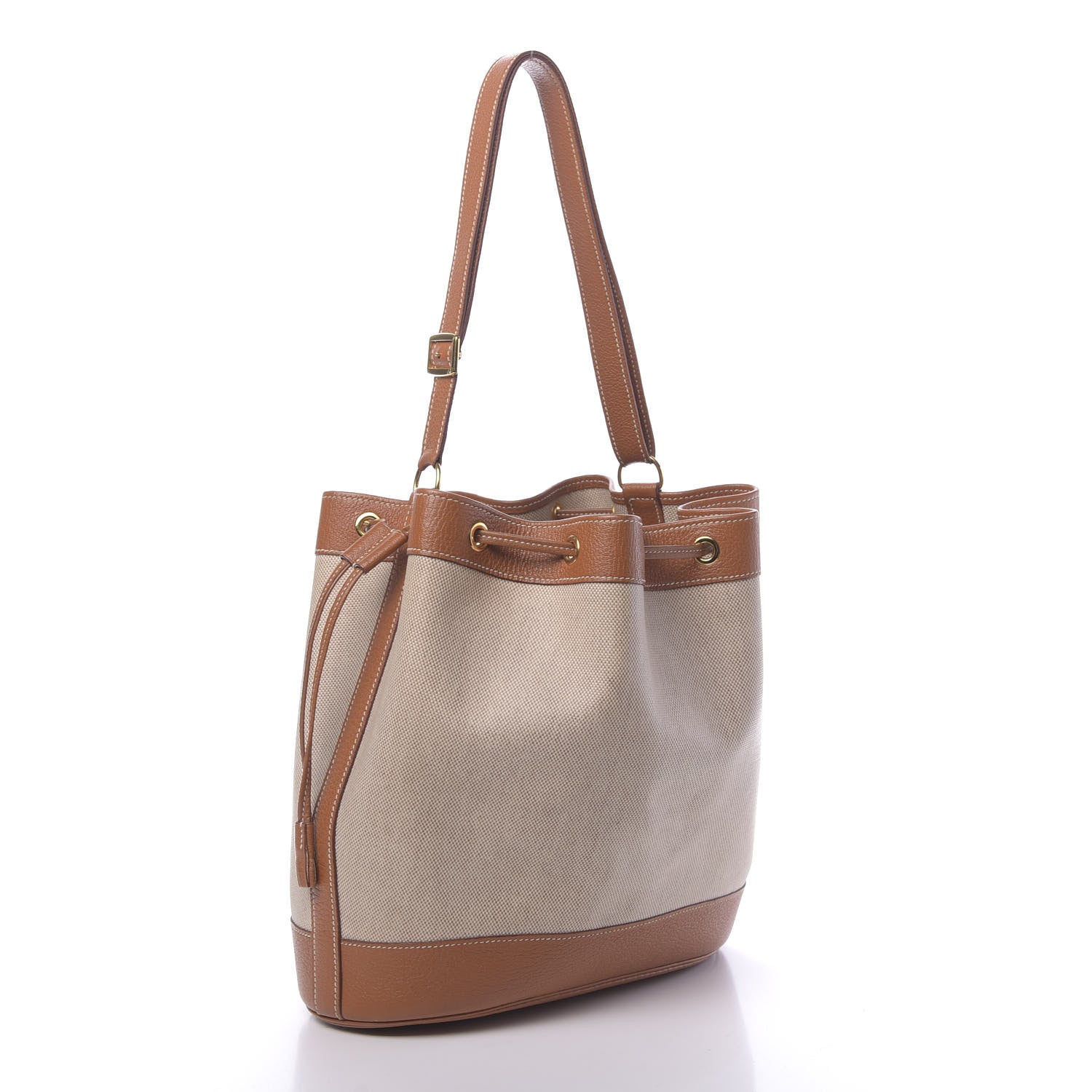 Hermes Toile Buffle Skipper Market Drawstring Bag 28 Natural 3 of 13