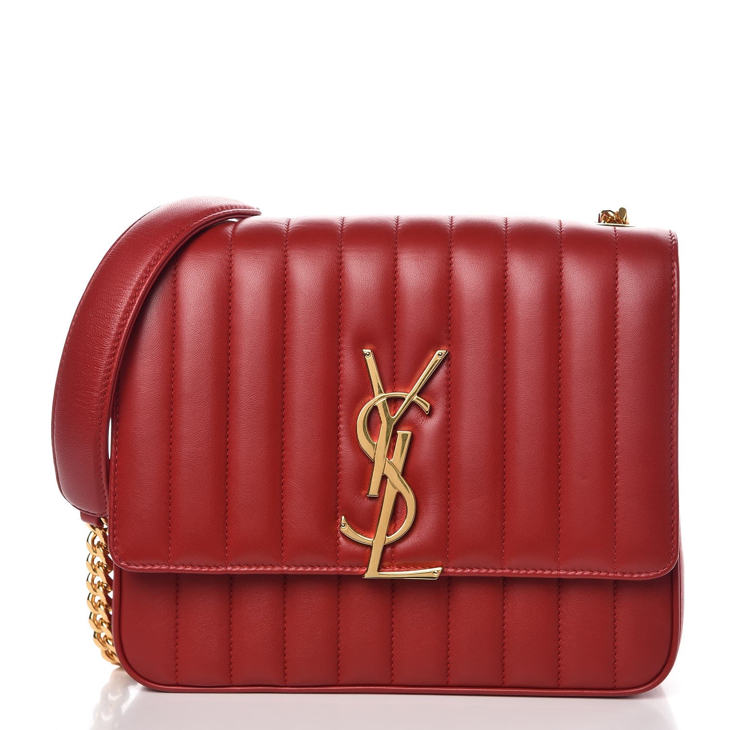 Saint Laurent Lambskin Matelasse Monogram Large Vicky Chain Bag Rouge Eros 1 of 9