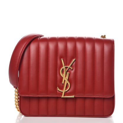 Saint Laurent Lambskin Matelasse Monogram Large Vicky Chain Bag Rouge Eros 1 of 9
