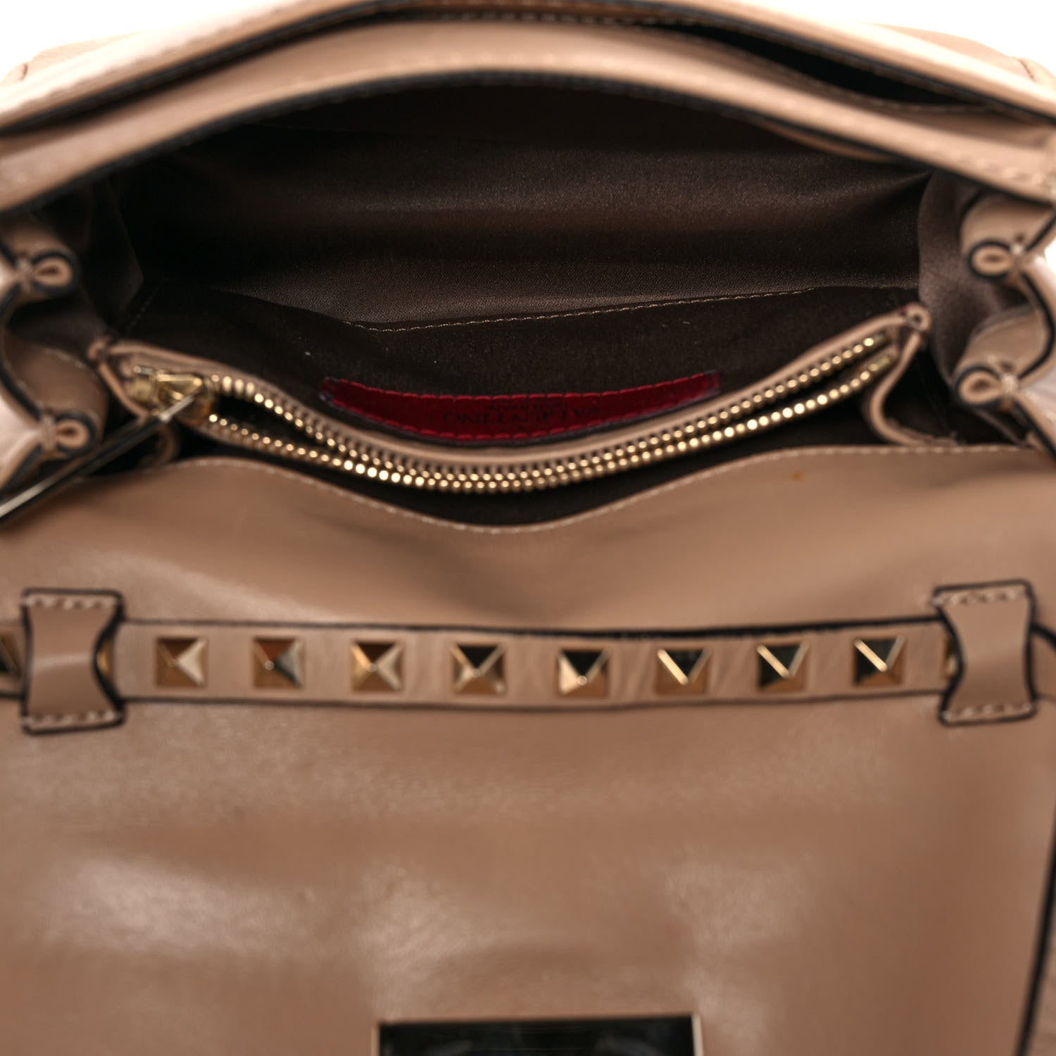 Valentino Garavani Vitello Rockstud Flip Lock Shoulder Flap Bag Beige 4 of 10