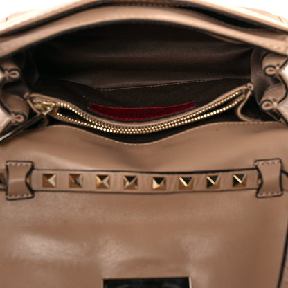 Valentino Garavani Vitello Rockstud Flip Lock Shoulder Flap Bag Beige 4 of 10
