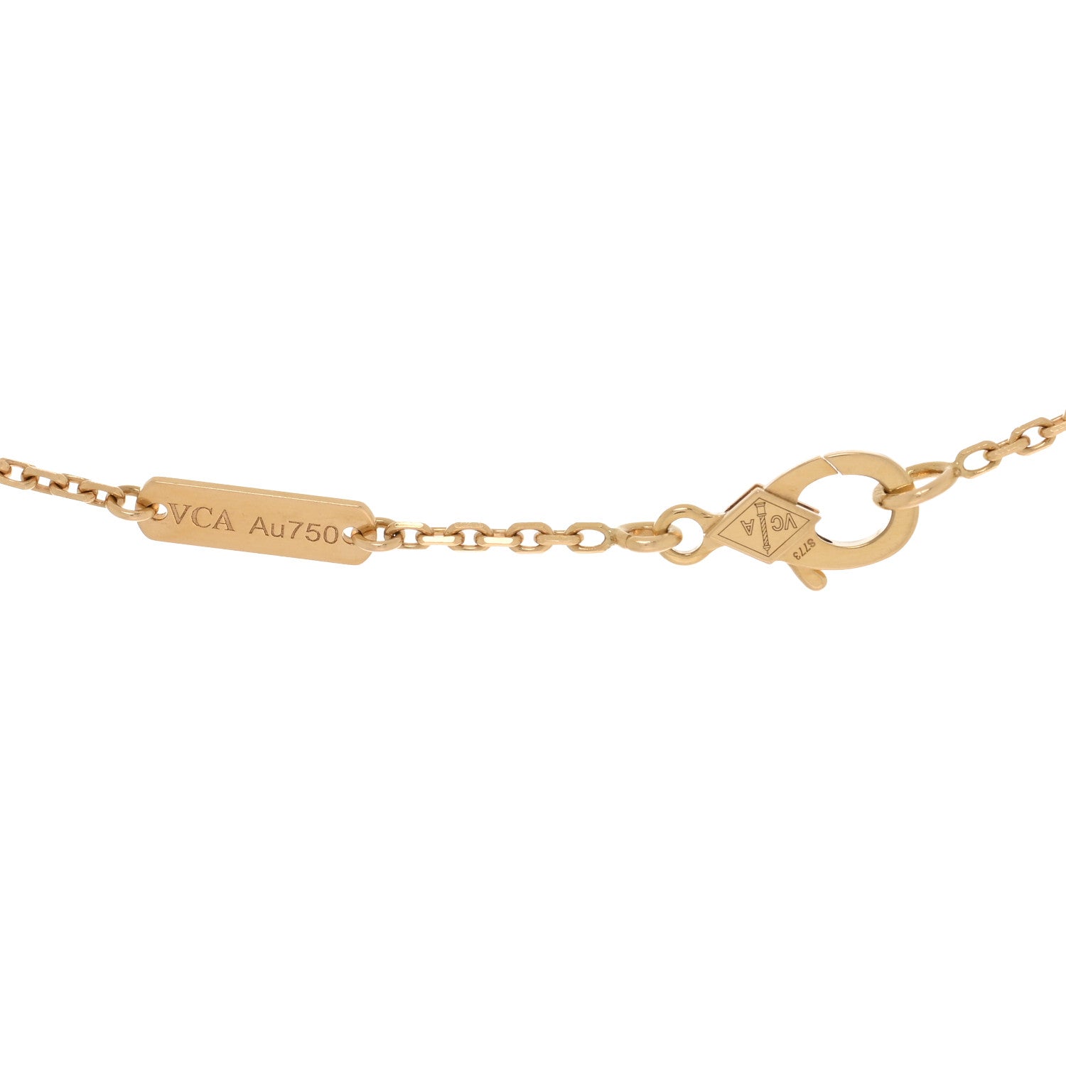 Van Cleef & Arpels 18K Yellow Gold Mother of Pearl Vintage Alhambra Pendant Necklace 4 of 5