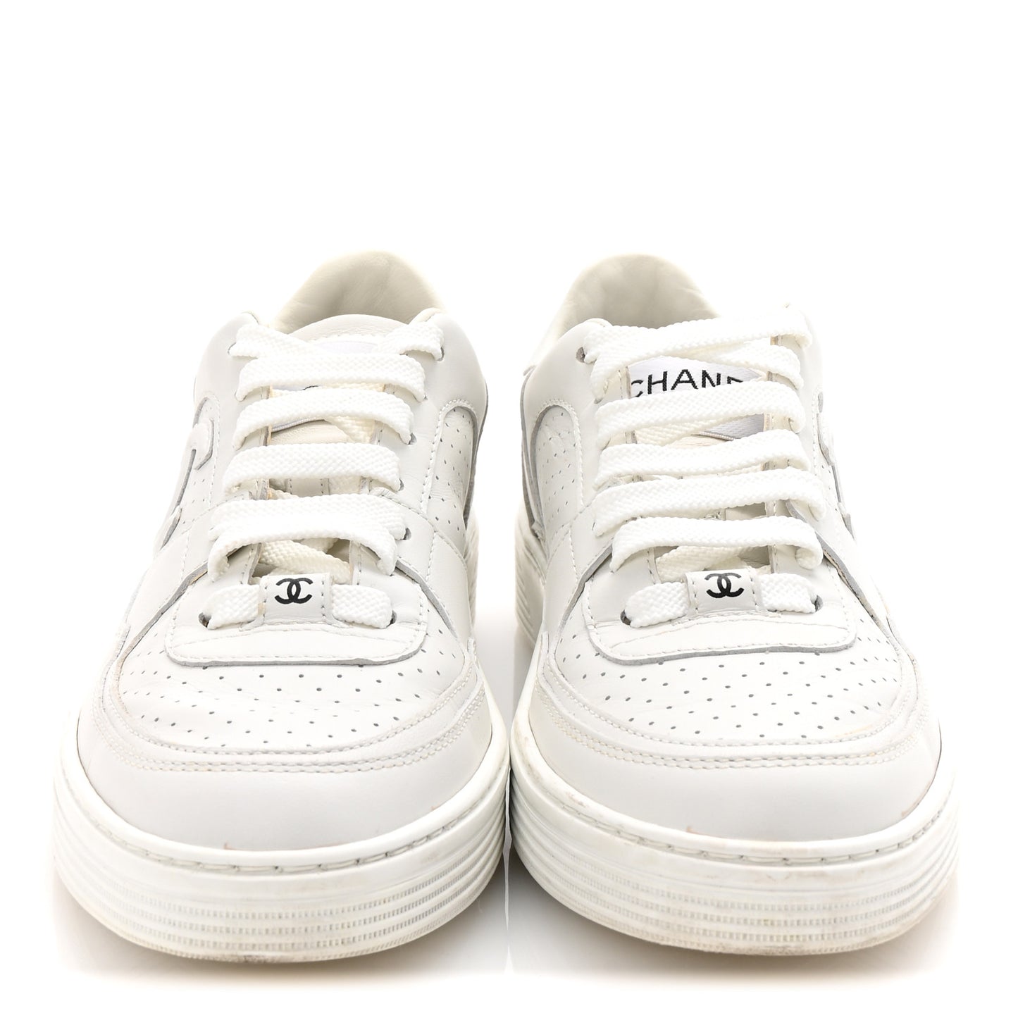 Calfskin CC Womens Sneakers 38 White