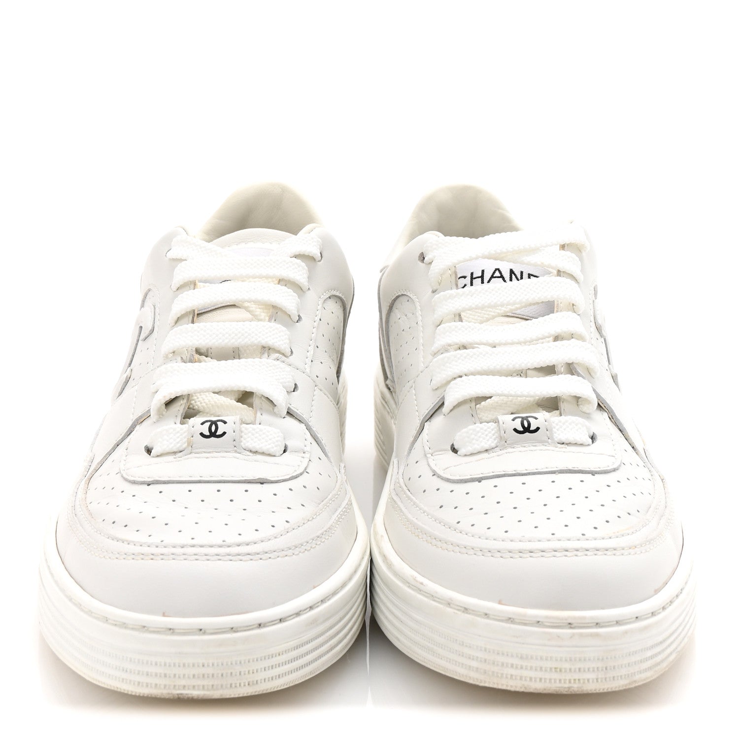 Chanel Calfskin CC Womens Sneakers 38 White 3 of 10