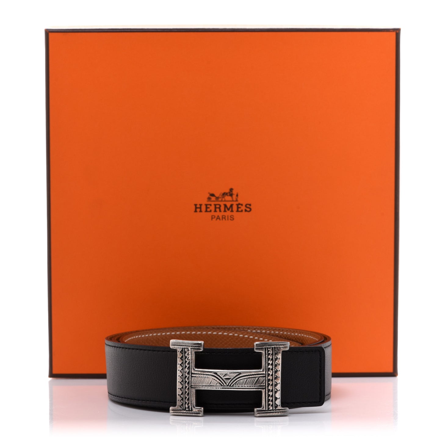 Swift Epsom Sterling Silver Touareg 32mm H Belt 85 Black Gold
