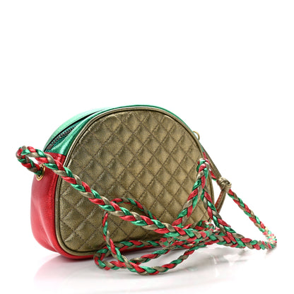 Gucci Laminated Nappa Trapuntata Mini Zumi Dome Shoulder Bag Rosso Jasmine Green Rame 3 of 11