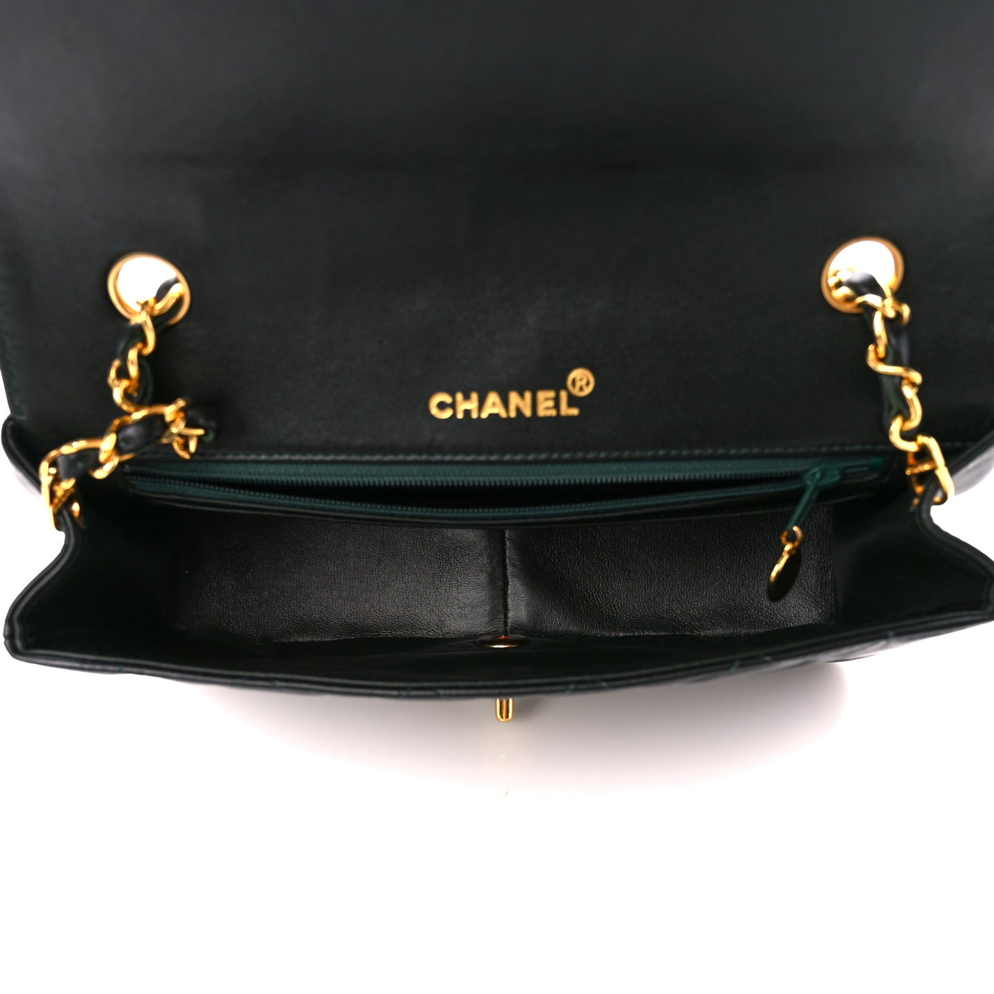 Lambskin Quilted Medium Single Flap Green