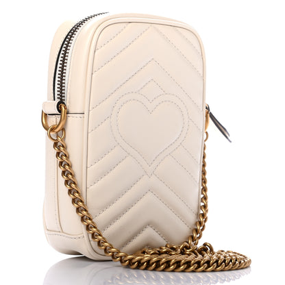 Gucci Calfskin Matelasse Mini GG Marmont Crossbody Bag White 3 of 7