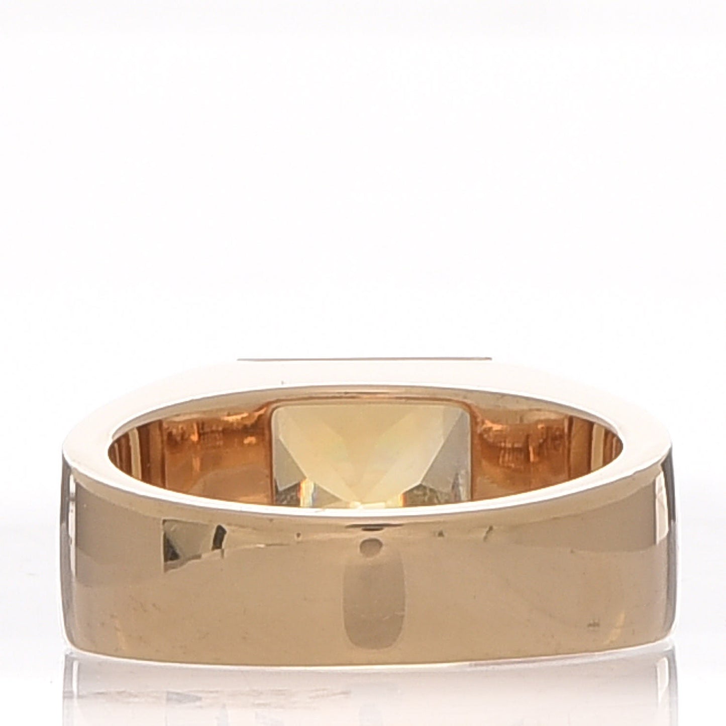 18K Yellow Gold Citrine Tank Ring 50 5.25