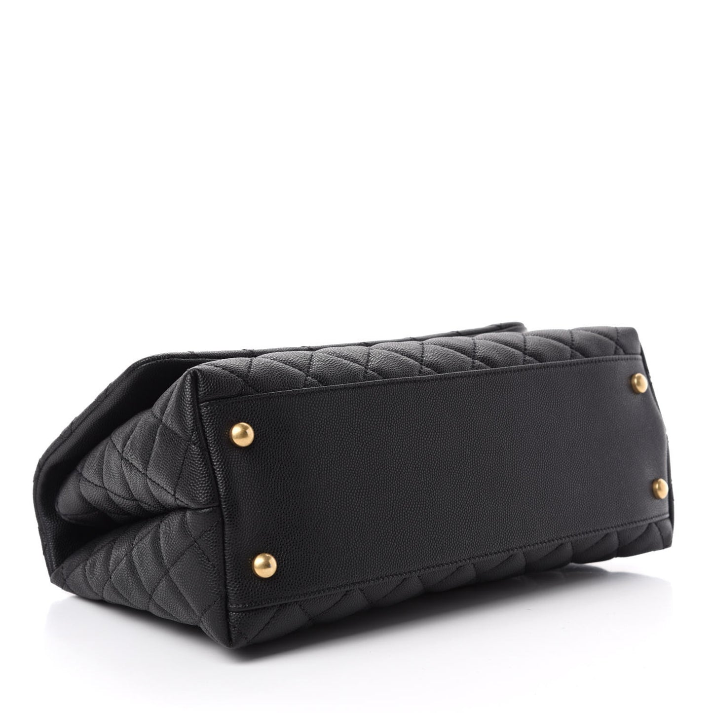 Caviar Lizard Embossed Quilted Small Coco Handle Flap Black