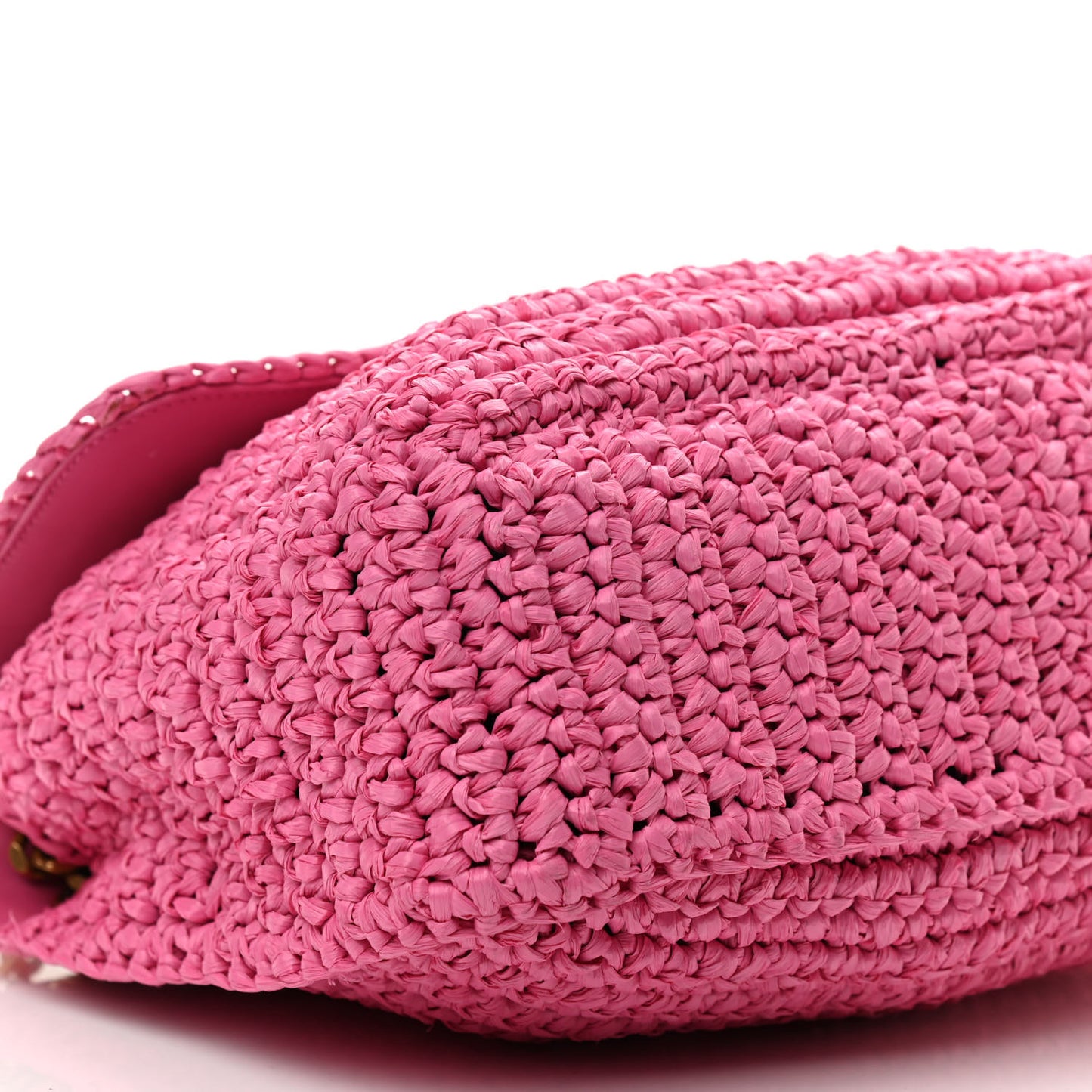 Raffia Calfskin Monogram Medium Niki Chain Satchel Bright Pink