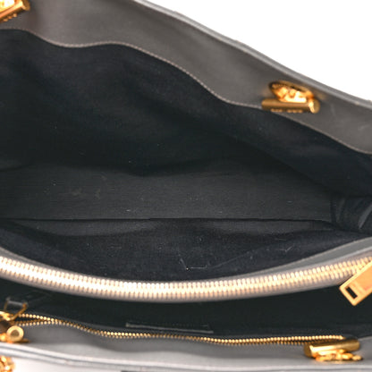 Saint Laurent Grain De Poudre Matelasse Chevron Monogram Shopping Bag Fog 5 of 18