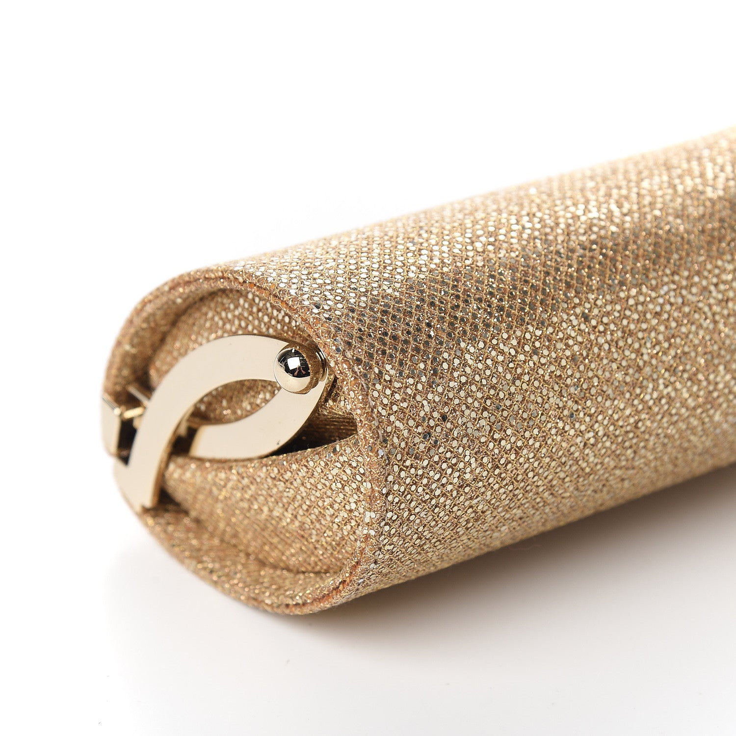 Jimmy Choo Glitter Fabric Mini Tube Clutch Gold 6 of 8