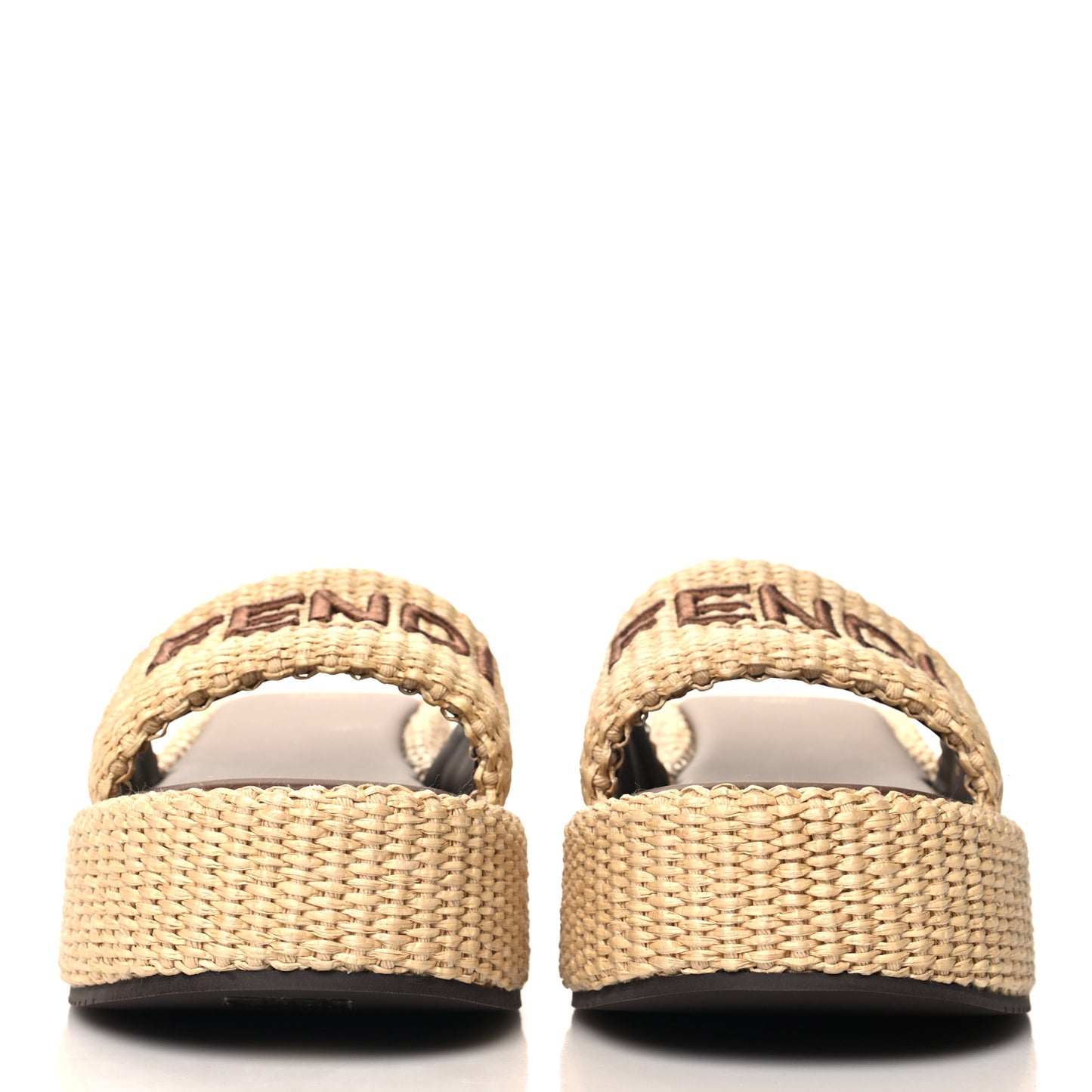 Raffia Womens FF Sunshine Flatform Slide Sandals 38.5 Beige