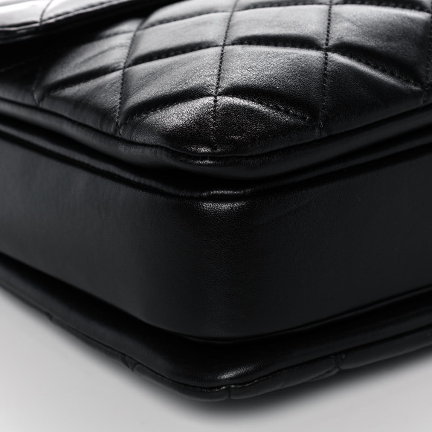 Lambskin Quilted Large Trendy CC Dual Handle Flap Bag Black