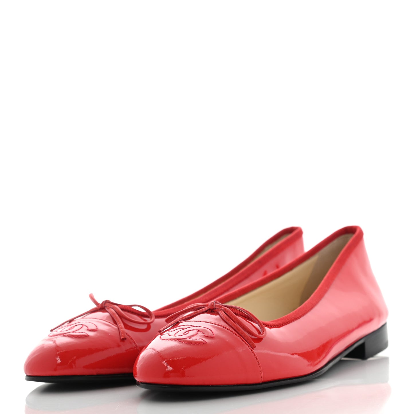 Patent CC Cap Toe Ballerina Flats 38 Red