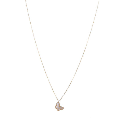 Van Cleef & Arpels 18K Yellow Gold Mother of Pearl Sweet Alhambra Butterfly Pendant Necklace 1 of 8