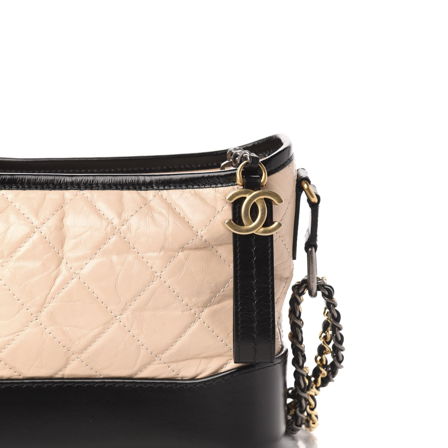 Chanel Aged Calfskin Quilted Small Gabrielle Hobo Beige Black 10 of 10