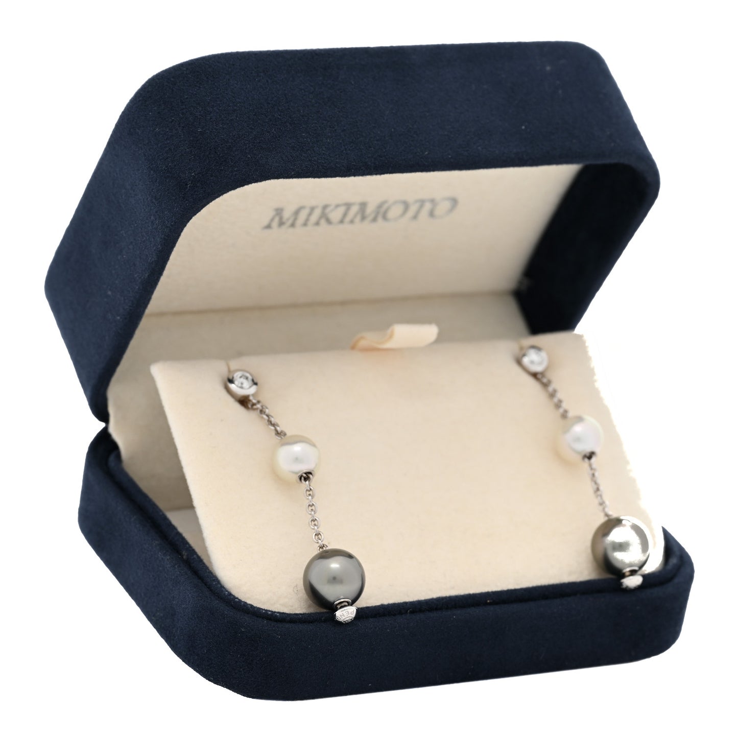 18K White Gold Diamond Black White South Sea Pearl Pearls in Motion Earrings