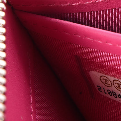 Chanel Caviar Quilted Large Gusset Zip Around Wallet Pink 8 of 9