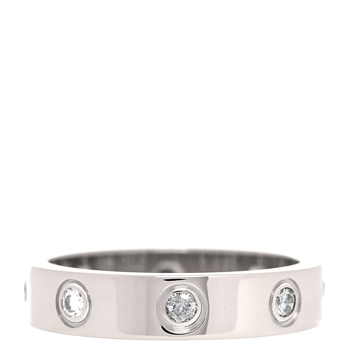 18K White Gold 8 Diamond 4mm LOVE Wedding Band Ring 48 4.5