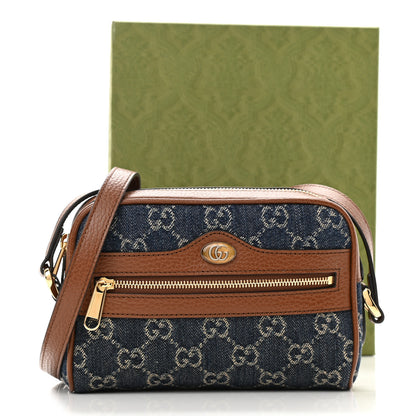 Gucci New Denim GG Monogram Dollar Calfskin Mini Ophidia Shoulder Bag Blue Tea Cuir Epilog 9 of 9