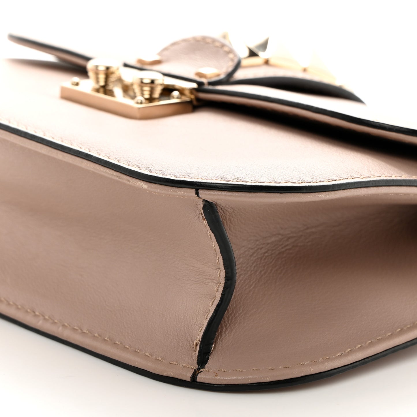 Vitello Small Glam Lock Rockstud Flap Poudre