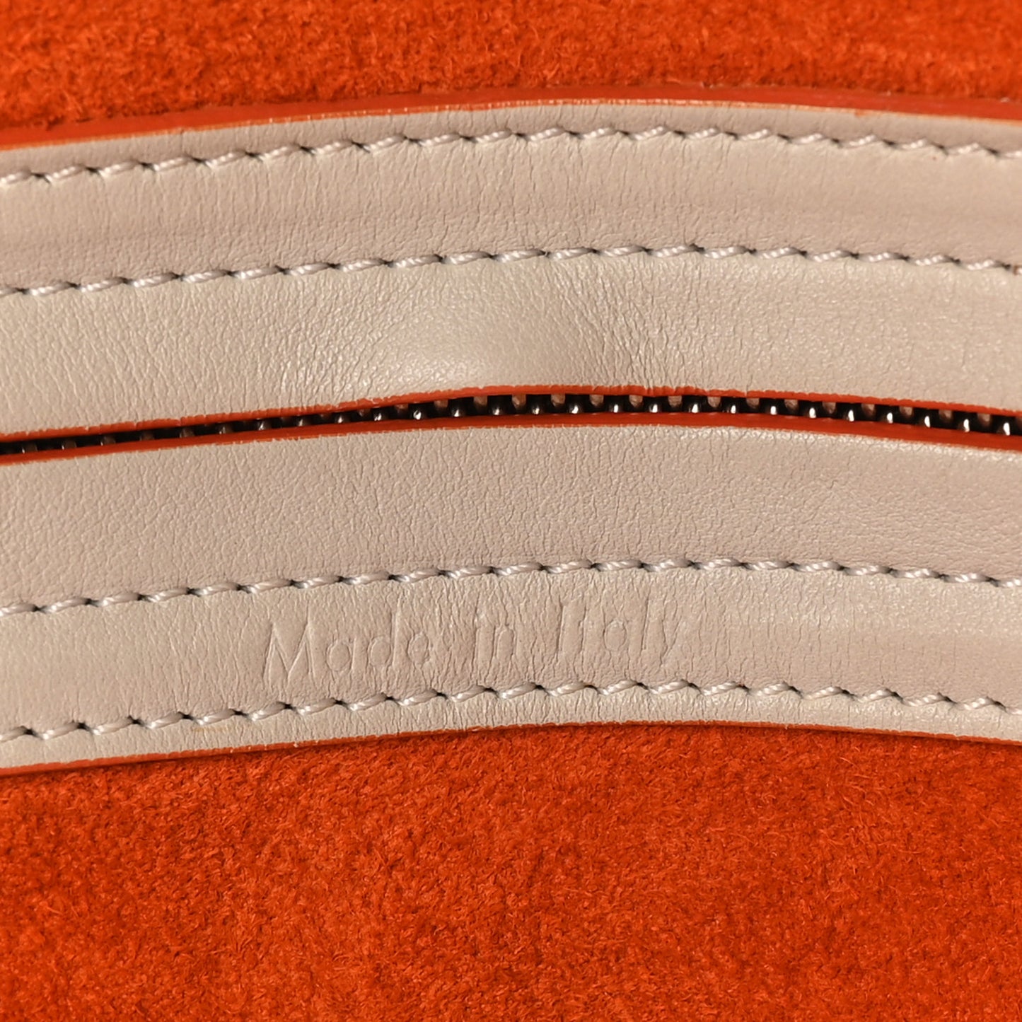 Smooth Calfskin Medium Phantom Luggage Chalk Orange Trim