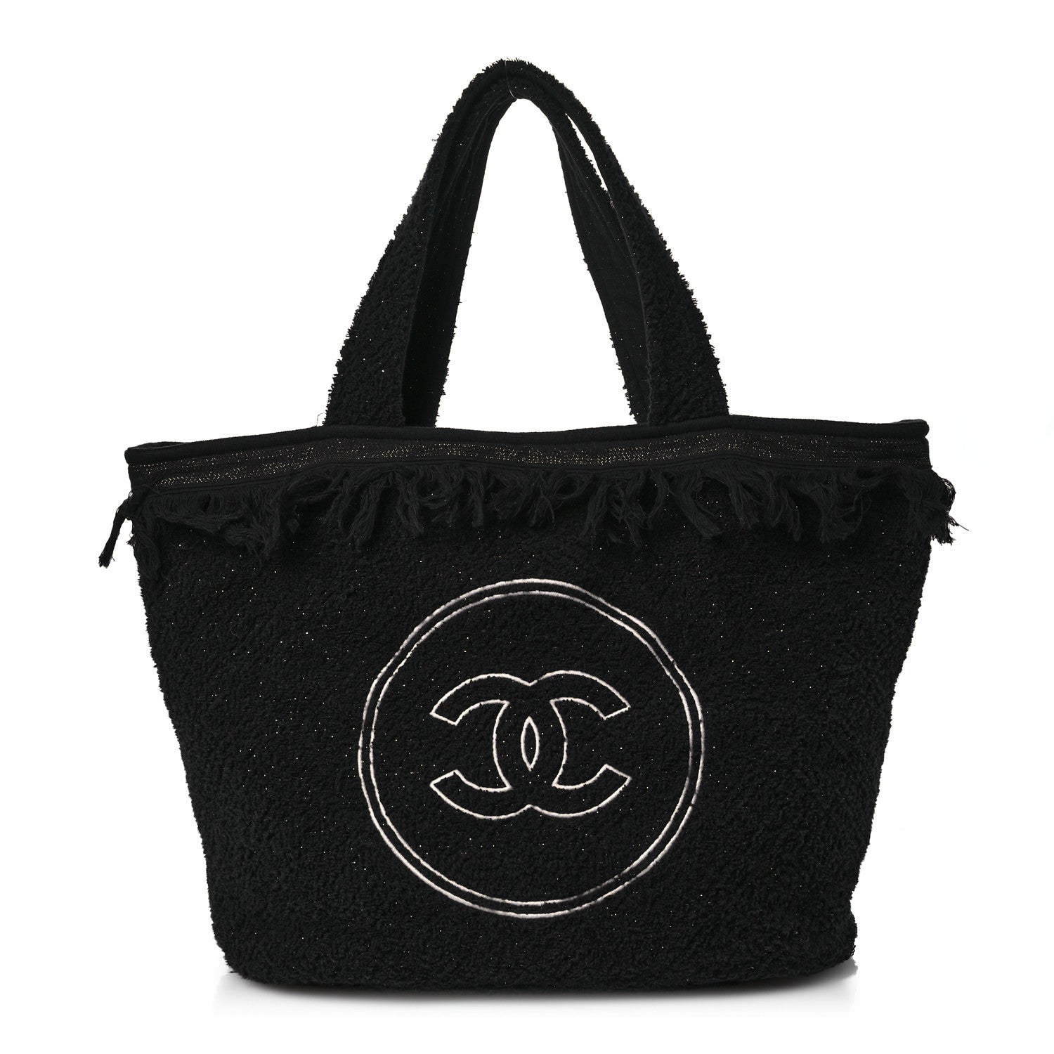 Chanel Terry Cotton CC Beach Tote Towel Set Black 1 of 16