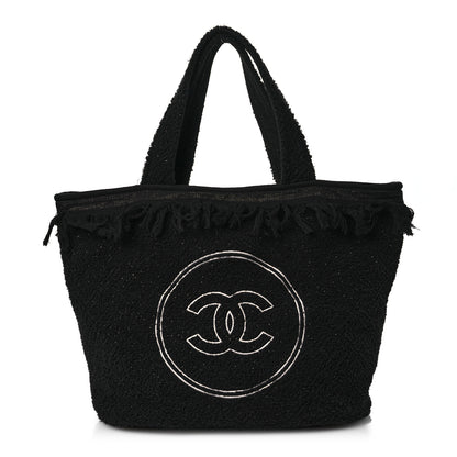 Chanel Terry Cotton CC Beach Tote Towel Set Black 1 of 16