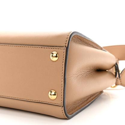 Fendi Vitello Seta Nabuk Pequin Mini Peekaboo Iconic Satchel Cuoio Tobacco Moro 10 of 11