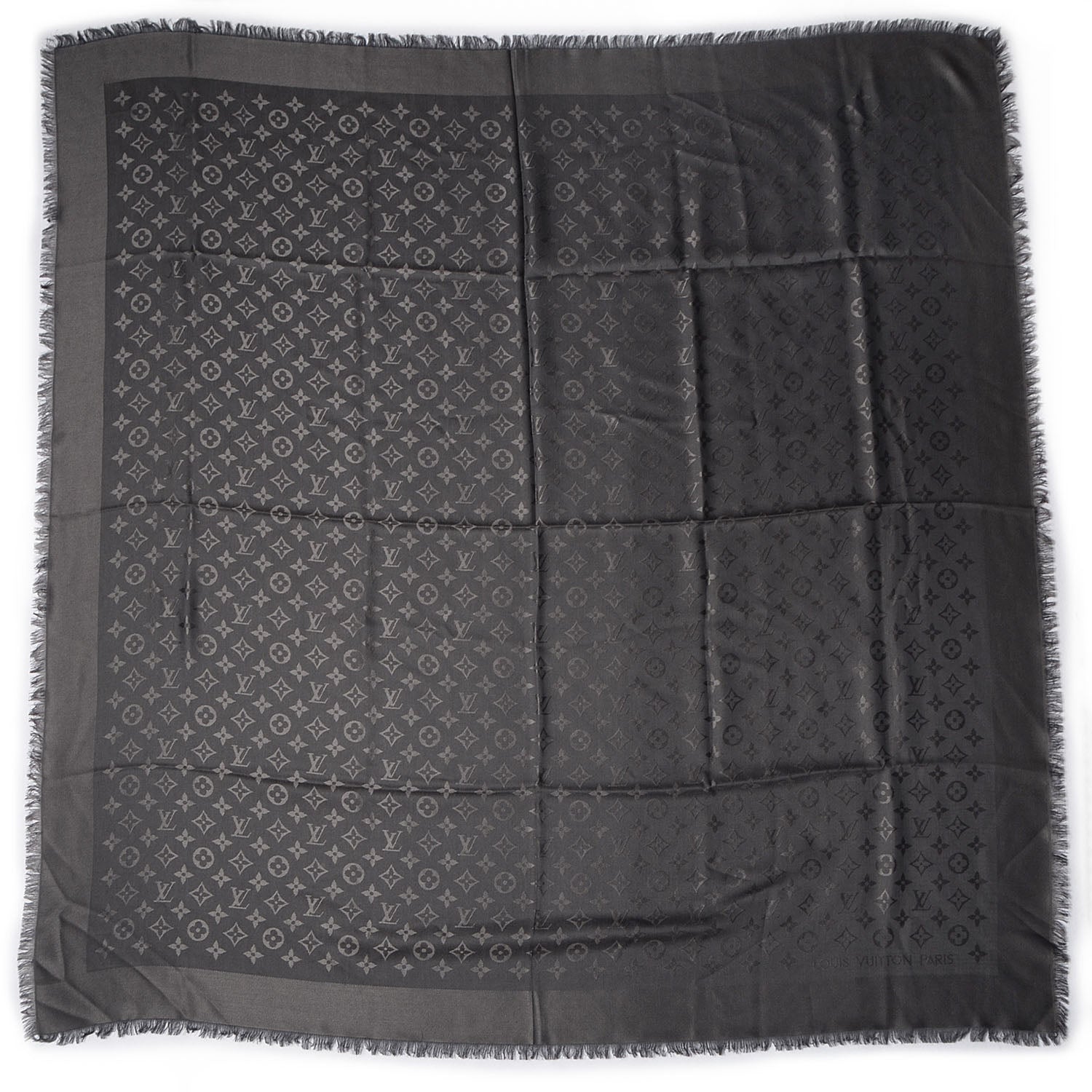 Louis Vuitton Wool Silk Monogram Shawl Anthracite 3 of 4