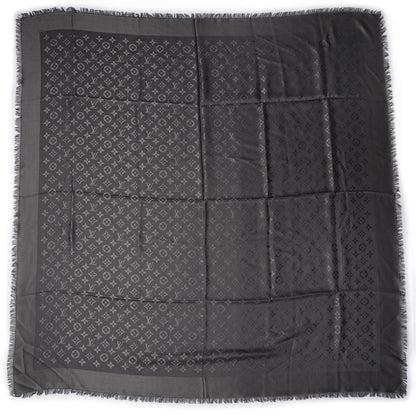 Louis Vuitton Wool Silk Monogram Shawl Anthracite 3 of 4